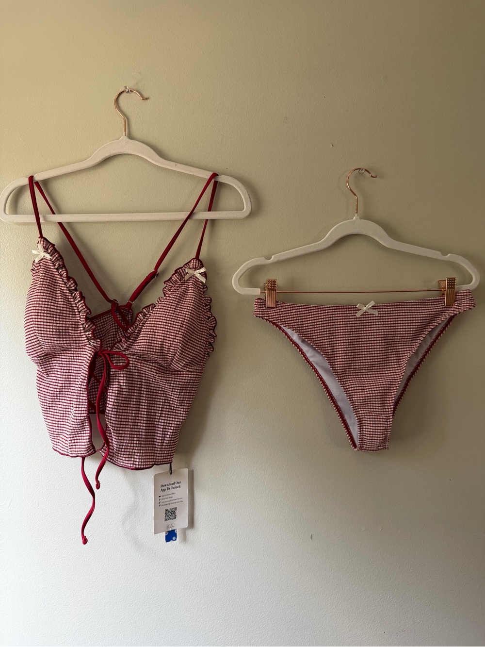 Cider- Red Gingham Ruffle Bikini Set